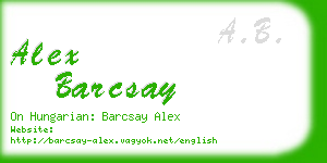 alex barcsay business card